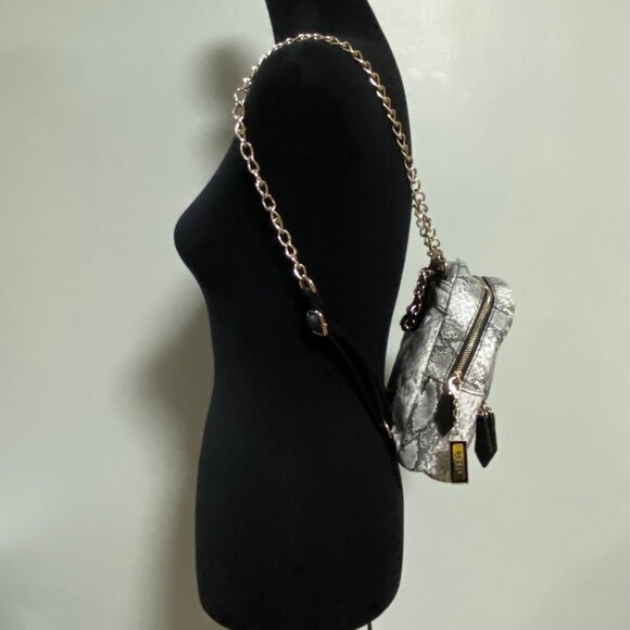 Guess Mini Petite Backpack Chain Strap Snake Print Faux Leather - Picture 3 of 8